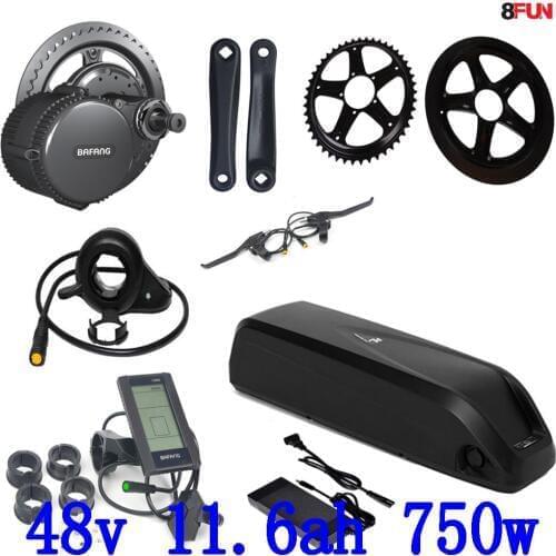 48V 750W Bafang BBS02B Mid Drive Motor Electric Bike Conversion Kit with 48V 11.6AH Bicycle Battery use panasonic cell free duty