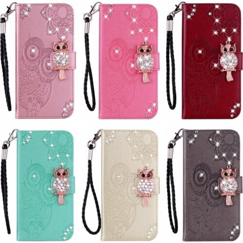 Leather Wallet Case For Samsung A70 A50 A40 A30 A20 A10 3D Owl Night Bird Flower Lace Cute Bling Diamond Love Flip Cover 50PCS