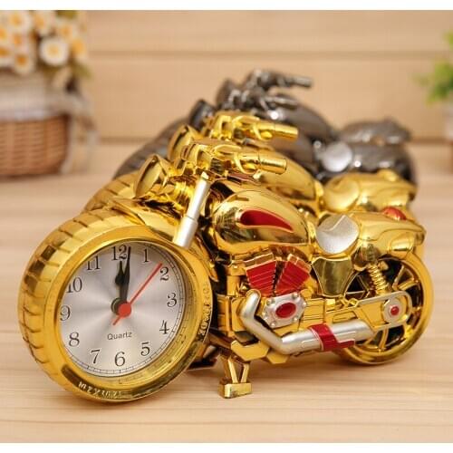 Creative ornaments retro motorbike clock Desktop bedside pointer type clock alarm clock old modelling plastic crafts for bedroom