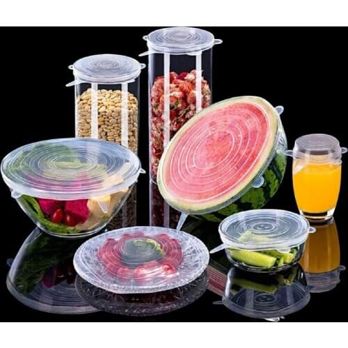 Silicone Cover Stretch Lids 6 sizes / Set 140 G Reusable Airtight Food Wrap Covers Keeping Fresh Seal Bowl Stretchy Wrap Cover