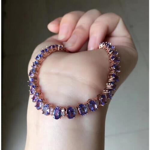 Best Gift Real Natural Tanzanite Bracelet Free shipping 925 sterling silver Fine jewelry Natural and Real Tanzanite Bracelet