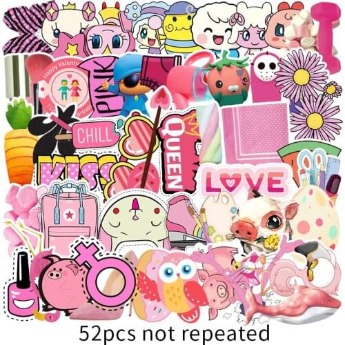 Sakura Series Kawaii Cute Stickers Aesthetic No Repeated Scrapbooking Sticker Luggage Laptop Diary Car Stickers Waterproof