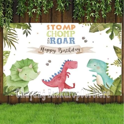 Cute Newborn Baby Dinosaur Photography Backdrops Customize Kids Birthday Party Backgrounds Cake Table Decor Wall Poster