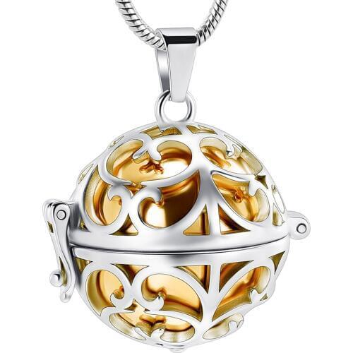 Ball Hollow Urn Necklace for Ashes Cremation Jewelry for Human Pet Funeral Memorial Ashes Holder Keepsake Pendant Necklace