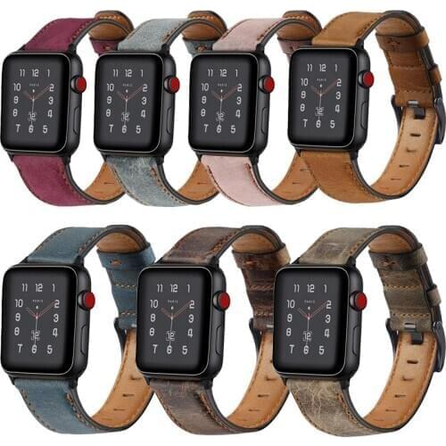 Retro Genuine Leather strap for Apple Watch band 44mm 40mm 42mm 38mm iwatch pulseira 6/5/4/3/2/SE/1 wristbelt Accessories
