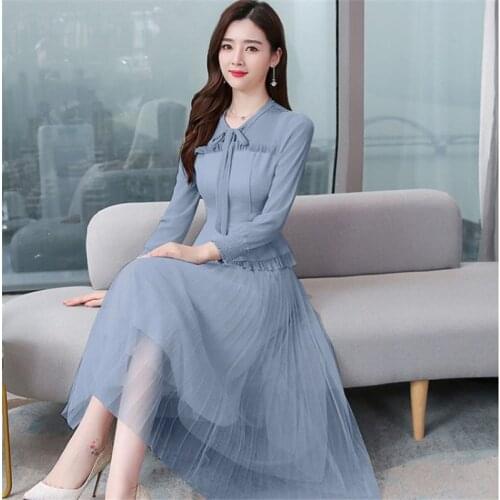 Two-Piece Mesh Dress Spring And Autumn Dress 2021 New Female Slim Temperament Goddess Fan Suit Skirt Office Ladies Outfit zh1318