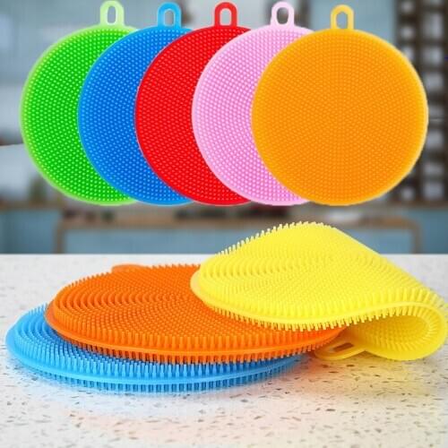Silicone Brush Kitchen Dishwashing Sourcing Pad Decontamination Pot Bowl Cleaning Multifunctional Shower Brush AntiHot Table Mat
