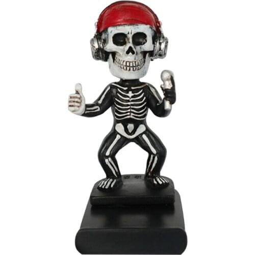 68UE Skull Statue Resin Craft Mobile Phone Holder Hip-Hop Monkey Sculpture Skeleton Singer Decoration Car Desktop Ornament