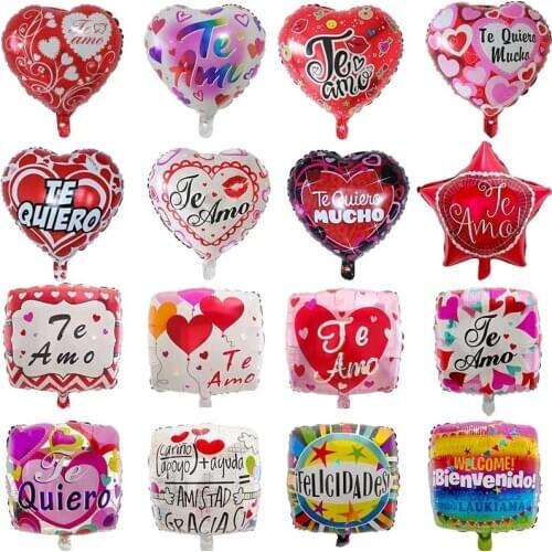 10Pcs 18inch Spanish Bride And Groom I Love You Mylar Balloons Love Heart Wedding Valentines Day Helium Balloon Gift Globos