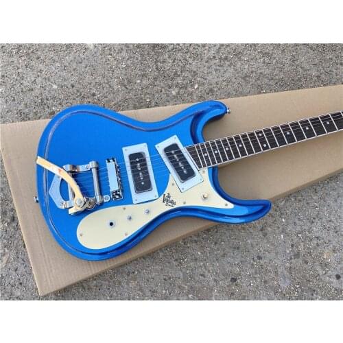High quality custom version of jazz vibrato electric guitar metal blue free shipping