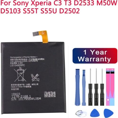 High Quality LIS1546ERPC Battery For Sony Xperia C3 T3 D2533 M50W D5103 S55T S55U D2502 2500mAh