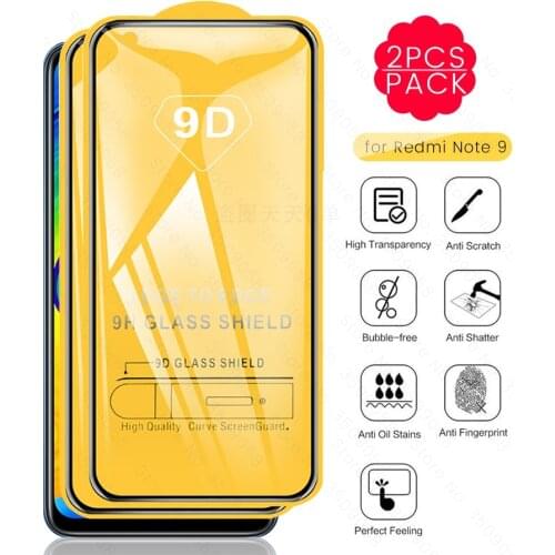 2PCS 9D Full Glue Tempered Glass for Xiaomi Redmi Note 9 6.53'' Phone Screen Protector Remi Nota 9 Redmy Note9 Protective Film