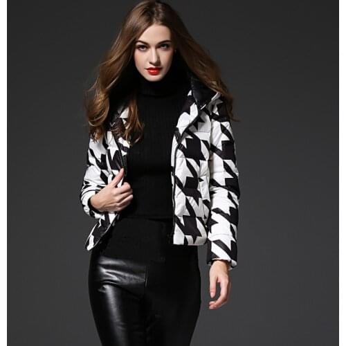 Jackets Woman 2020 New Fashion Casual Autumn Winter Basic Short Hooded Coats Printed Down Jacket Parka Female Outerwear Top