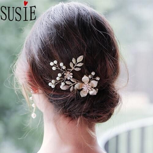 LOVE SUSIE Fashion Hair Claws Flower Pearl Hairwear Alloy Wedding Jewelery Hand Made Dinner Party Elegant Hair Accessories