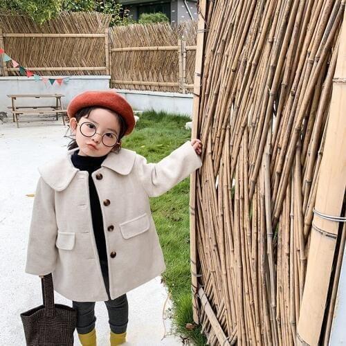 Winter girls coat New Arrival korean style cotton woolen thickened fashion long style all-match for sweet cute baby girls