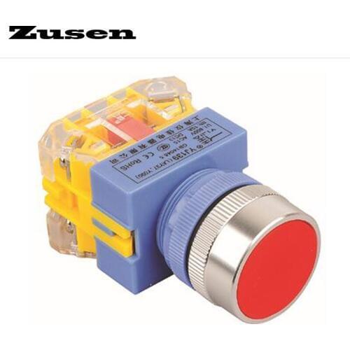 Zusen 22mm plastic push button switch Momentary 1NO1NC