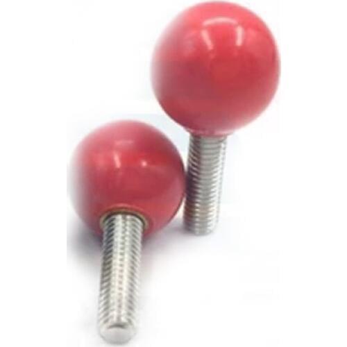1Pcs M12 Stainless Steel spherical bakelite Round head 40mm OD Hand screws Small Knob handle screw bolt 20mm-100mm L Red