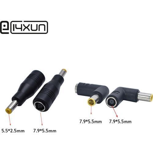 1pcs 7.9x5.5mm female to7.9 x 5.5mm 5.5*2.5mm male DC Power Connector Adapter Laptop 90 Degrees Charging Plug for ThinkPad