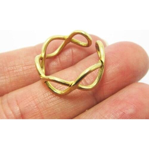 Brass rings 21.2mm Brass wire cross press finger rings adjustable rings 2pcs R867