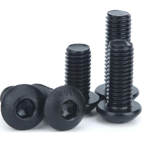 BSW 1/4-20， 3/8-16 Black Zinc Button Head Hex Socket Screws Allen Bolts High Tensile Grade 10.9 Multiple Lengths