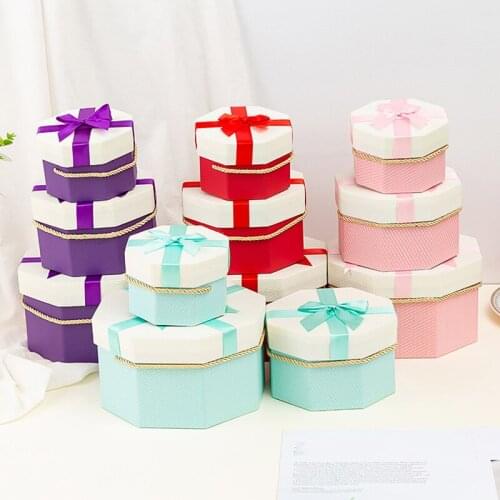 3Pcs/Set Creative Packaging Gift Box Octagon Jewelry Candy Storage Boxes Valentines Day Birthday Party Wedding Gift Box
