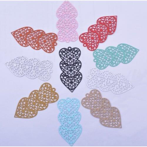 30pcs AB3965 21*45mm Brass Painted Heart Charms Thin Long Pendant Earring Findings