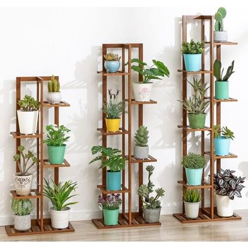 5/6/7 Tier Bamboo Plant Shelves Flower Pot Holder Garden Rack Display Stand Succulent Plants Home Balcony Modern Decoration