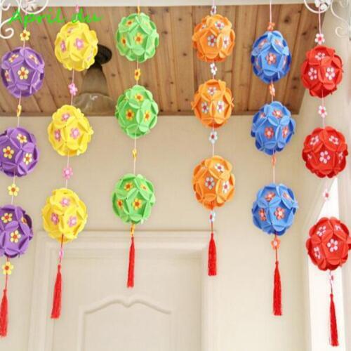 April Du Childrens handmade hanging flower ball Educational toys holiday party arrangement Christmas decoration,5sets