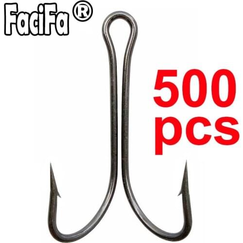 500pcs Double Fishing Hook Fly Tying Duple Hook for Jig Bass Fish Hook Size 1 2 4 6 8 1/0 2/0 3/0 4/0 5/0 6/0 7/0
