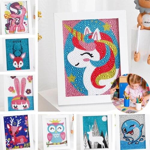 5D Diamond Painting by Number Kits for Kids Deer Unicorn Owl Crystal Rhinestone Diamond Embroidery Paintings Pictures Arts Craft