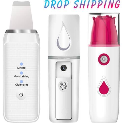 Ultrasonic Ion Skin Scrubber Cleaner Face Deep Cleaning Remove Dirt Blackhead Skin Care Device + Facial Nano Steamer Sprayer