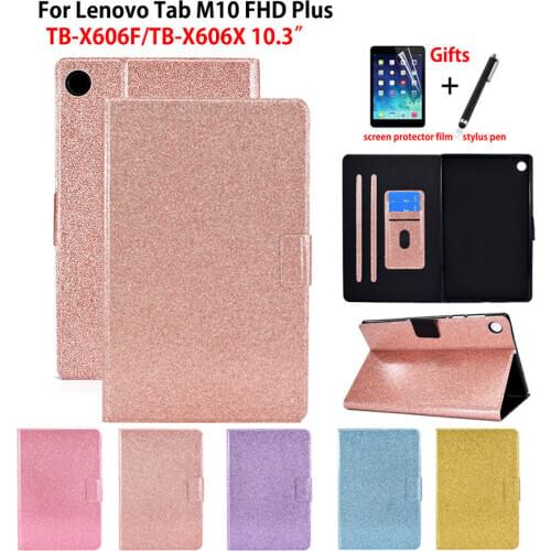 Glitter Case For Lenovo Tab M10 FHD Plus 10.3 Cover TB-X606F TB-X606X Funda Tablet Protective Stand Coque Shell Capa +Gift