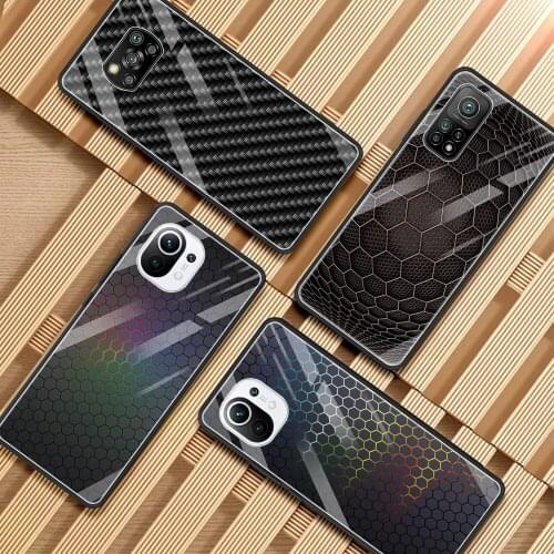 Carbon Fiber Phone Case for Xiaomi Mi 11 10T Note 10 9 9T 11i Pro 10Lite 5G Poco X3 X2 F3 F2 M2 Pro NFC Glass Cover