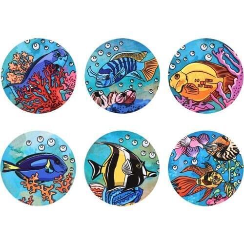 DARMIAN Fashion Sea Animal Style Drink Coasters Kitchen Decoration Accessories Table Mats Heat-insulated Tea Cup Pads 6PCS/Set