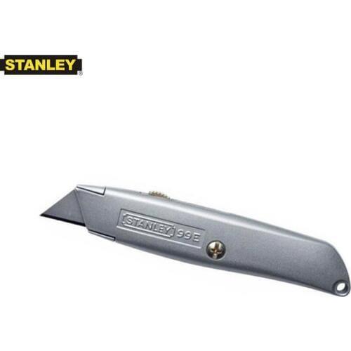 Stanley 10-099 metal body utility knife holder with retractable heavy duty 3 blades cutter knife blade types tool length 6" grey