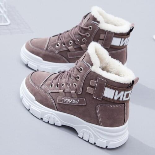 Cotton shoes womens new winter plus velvet thickening casual student tide all-match womens shoes Martin snow boots C388