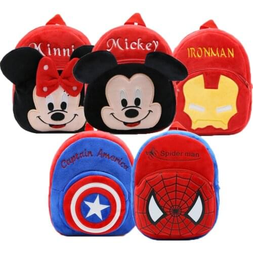 Hot Disney toys Plush Backpack Stitch Mickey Mouse Minnie Winnie Lion Children Kindergarten school bag Christmas Birthday gift