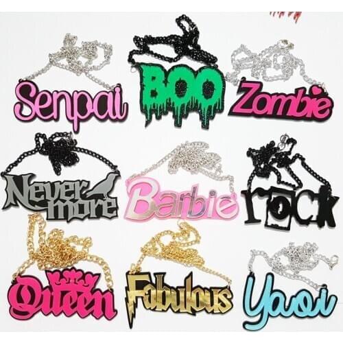 Hip Hop Personalized Acrylic Nameplate NamePendant Necklaces for Women Statement jewelry Gifts