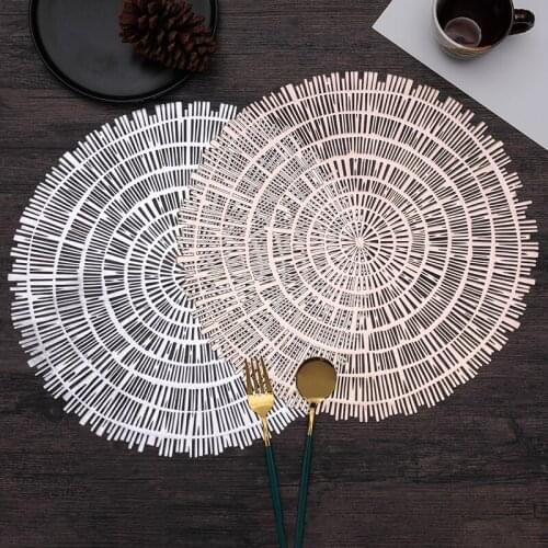Round Shape Hollow PVC Bronzing Placemat For Dinner Table Mat For Coffee Tables Tableware Plates Decoration Kitchen Accessories