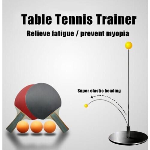 Indoor Table Tennis Trainer Elastic Soft Shaft Ping Pong Racket Base Training Set