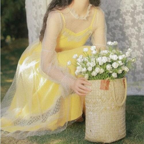 Summer Elegant Kavie Dress Female Designer Korean Temperament Sweet Sequined Ladies Long Skirt Club Party Mid-Length Dress 2021