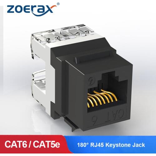 ZoeRax 10PCS Cat5e Cat6 RJ45 Keystone Jack Module Connector Network Coupler Ethernet Wall Jack 180° degree Punch Down Tool
