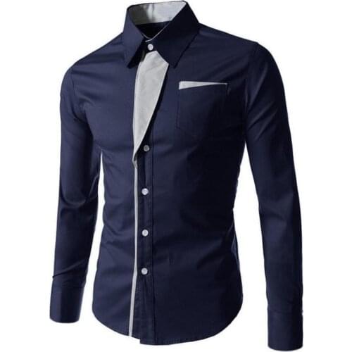 Shirts Men Fashion Stand Collar Long Sleeve Color Block Button up Shirt Slim Top Shirts Men Fashion Casual Streetwear 2021