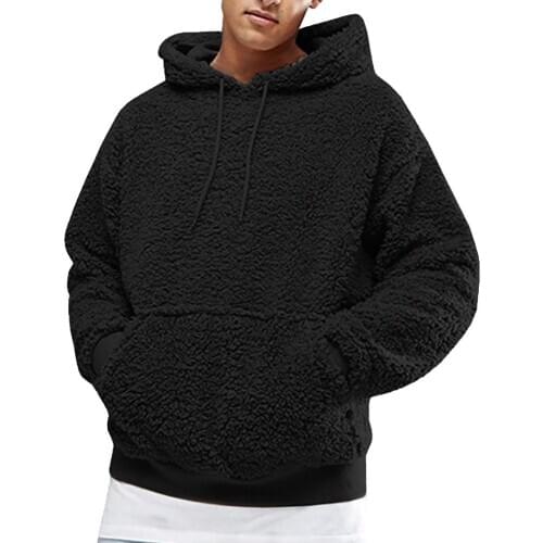 Man hoodies Autumn Winter Solid Color Thick Plush Faux Fleece Sweatshirt Hoodie Outwear men clothing sweatshirt толстовка мужска
