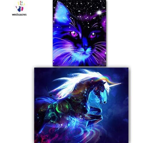 DIY colorings pictures by numbers with colors Colored cats and horses picture drawing painting by numbers framed Home