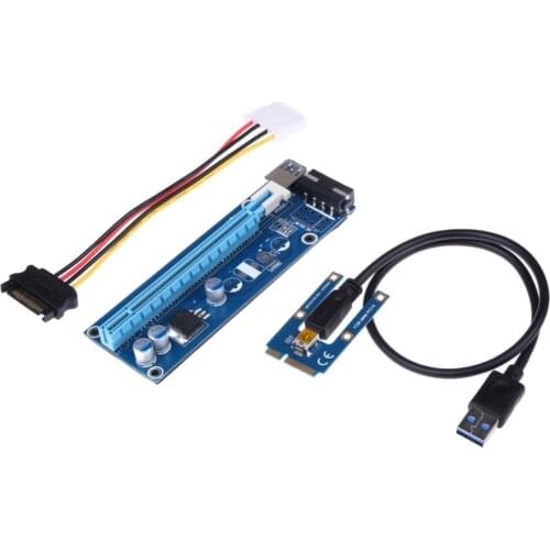 Newest mini pci-e expresscard pci express riser card PCIE 16X Card Slot to USB 3.0 4pin molex Adapter Riser for graphics card
