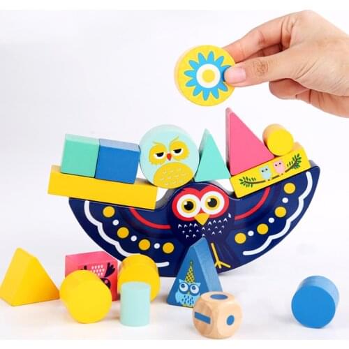2021 New Owl Balance Blocks Toys For Children Thinking Development Montessori Educational Hand-eye Coordination Wood Toy Gifts