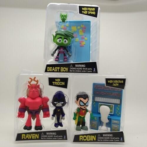 DC Comics TEEN GO! Action Figure 3'' RAVEN ROBIN BEAST BOY A65Y
