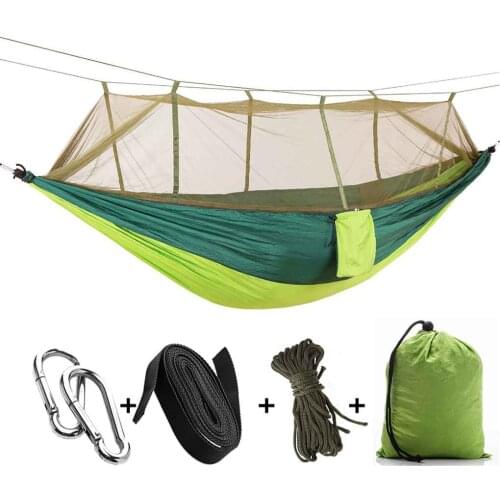 Parachute Fabric Mosquito Net Sleeping Hammock 2 Person Anti-mosquito Bites Sleeping Bed Outdoor Camping Hunting Hammock