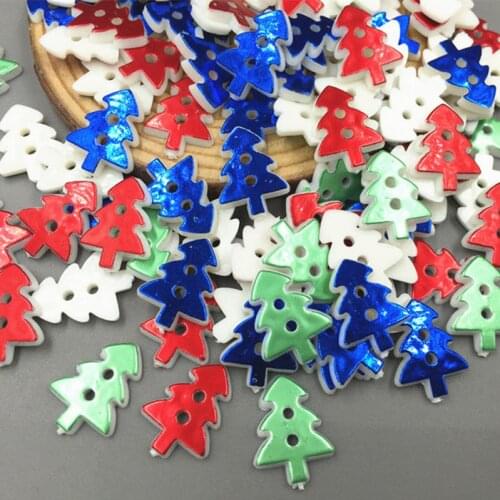 NEW DIY 200pcs Mix-color Resin Christmas tree Sewing Buttons scrapbooking crafts 17mm